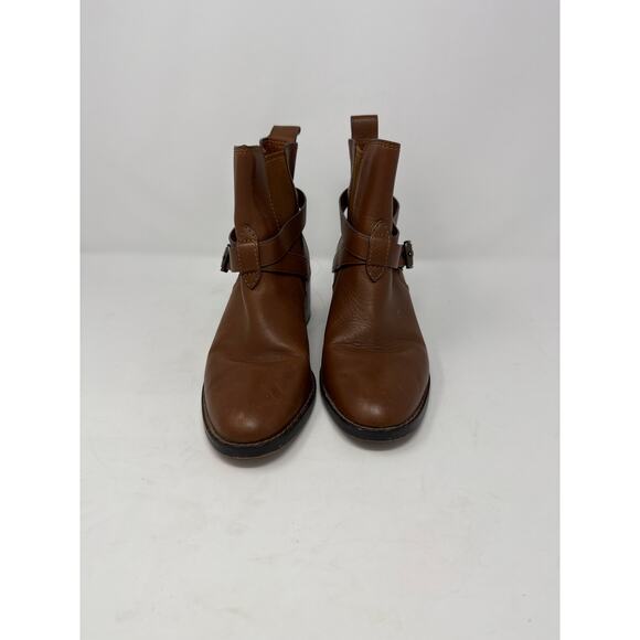 Coach Women's Buckle Chelsea Ankle Boots FG1002 Leather Dark Saddle Brown 8.5B - Picture 2 of 9